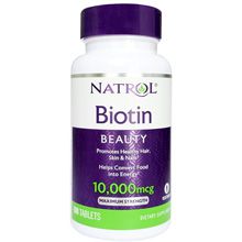 Thuốc trị rụng tóc Biotin 10000mcg Natrol (100 viên) giúp mọc tóc nhanh - móng khỏe Mỹ